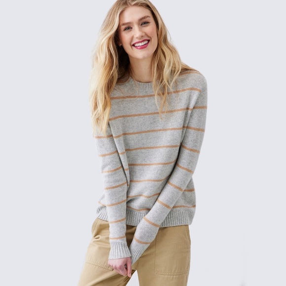 Reformation Sweaters - Reformation Lucia Cashmere Wool Crewneck Sweater Size Small Gray Striped Womens